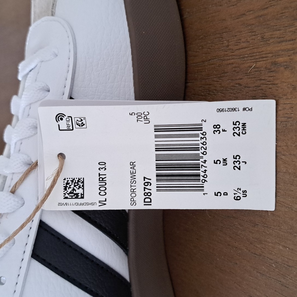 Adidas VL Court 3.0 - Color: White/Black/Grey - Size: Women 6.5 - Picture 10 of 10